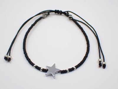 Colure® armband Miyuki glanzendzwart met symbool lucky star