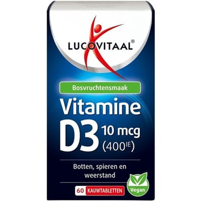 Lucovitaal D3 10 mcg (400Ie) Vitamine Vegan Kauwtabletten 60 kauwtabletten