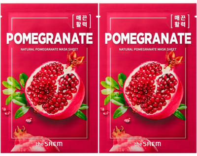 The SAEM Natural Pomegranate Gezichtsmasker - Vitaliserend - Hydraterend en Versterkend Face Mask voor een Jeugdige Stralende Huid - 2 x 21 ml