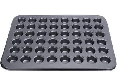 Dailygoods- Mini Muffins Bakvorm voor 48 Muffins - Antiaanbaklaag - Gelijkmatige Warmteverdeling - Koolstofstaal - Eenvoudig te Reinigen - Professionele Kwaliteit - Muffinvorm