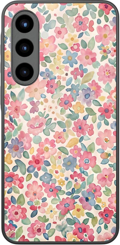 Hoesje geschikt voor Samsung Galaxy A56 - Pastel Garden - Multi - TPU luxe case (glossy toplaag) - Bloemen - Hardcase backcover zwart
