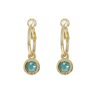 Biba Oorhangers Goud met gekleurde steen Groot Royal Green