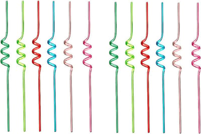 5Five Herbruikbare gekleurde drinkrietjes - 12x stuks - kunststof - 24,5 cm - Milieuvriendelijke rietjes