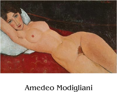 Kunstdruk Amedeo Modigliani Liegender Frauenakt auf weißem Kissen 50x40cm
