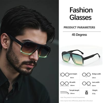 Nouveaux Lunettes de Soleil Vintage Pour Hommes Lunettes à Monture Épaisse Géométrique Luxueuses Double Usage Affaires Loisirs Tempérament d'Élite Urbaine