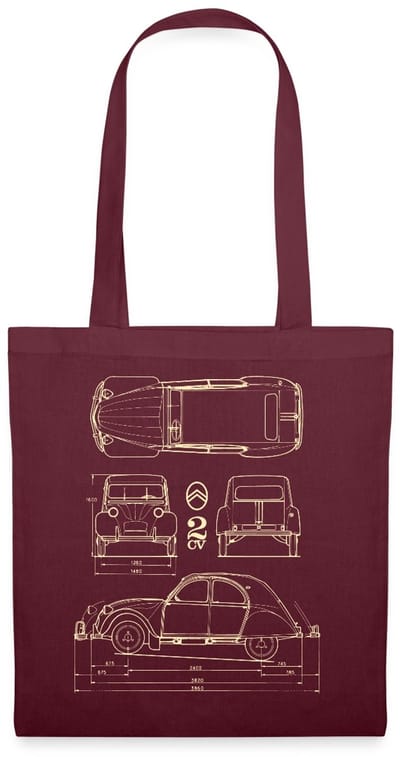 Citroën 2CV Maat Specificaties Blauwdruk Tas Van Stof Schoudertas
