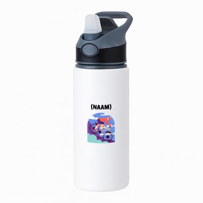 Hacebo® - Mountainbike met eigen naam waterfles met rietje zwart - Sport - Mountainbiker - Sport - water fles - 650ML
