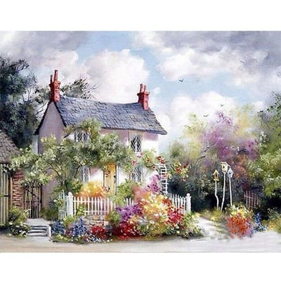 Diamond Painting Landhuisje Tuinhuis Landschap Borduren Kruissteek Versiering Home Decor 20X30CM gray