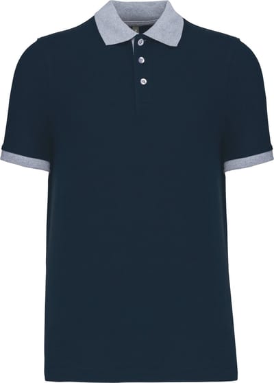 Piqué-herenpolo tweekleurig Kariban Donkerblauw/Grijs - 4XL