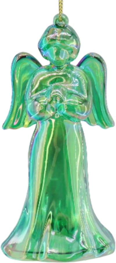 Housevitamin Groene Engel Kersthanger – Acryl Kerstboomversiering – Glitter Groen Ornament – Breukvrije Kerstdecoratie – 6×5,5×11 cm
