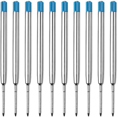 Dailygoods- Balpenvullingen Grote Capaciteit - G2-formaat - 1,0 mm Lijndikte M - 10 Stuks - Licht- en Waterbestendig - Metalen Behuizing - Navullingen