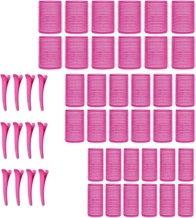 48 Stuks Haarrollers Set met Clips - Zelfklevende Jumbo Haarrollers zonder Hitte voor Lang, Middelmatig en Kort Haar - Perfect voor Haarstyling en Krullen in de Salon