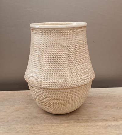 Mica Decorations 2 stuks Roel vaas ronde wit H19 x D16cm