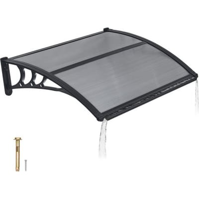 VEVOR luifel voor voordeur 755x1000 mm, aanbouwluifel, dak met afwatering en ABS-beugel, bescherming tegen regen, sneeuw en zon, polycarbonaat deurdak voor veranda en terras, rookgrijs