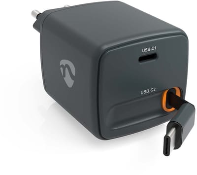 Nedis 65W Oplader - USB-C Power Adapter - GaN Snellader - 0.75m - Zwart