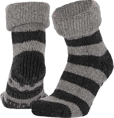 Apollo - Huissokken dames - Anti Slip - Donker Grijs - Maat 35/38 - Huissokken met anti slip dames - Huissokken - Warme sokken dames - Wollen sokken - Slofsok