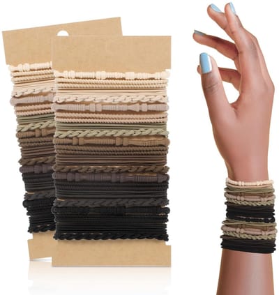 Dailygoods- Haarelastiekjes 40 stuks - Boho-haarelastiekjes - Neutrale kleuren - Geen haarschade - Haaraccessoires - Geschikt voor verschillende kapsels - Haarbanden