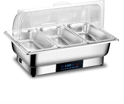 Elektrische Warmhoudbak - Buffetset Warmhoudbak - Buffet Warmhouden - Digitale Temperatuurregeling - 50x36x26cm - Zilver