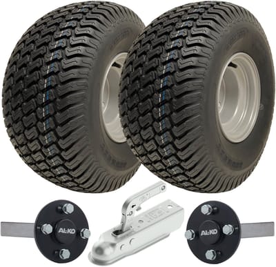 20x10.00-8 ATV-aanhangwagenkit P332 graswielen, ALKO-naaf en kortassige assen, trekhaak 750 kg