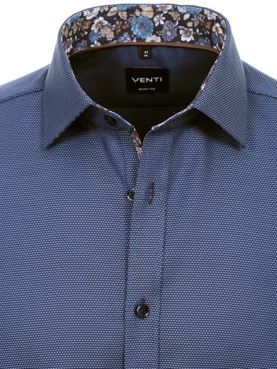 Venti Heren Overhemd Met Bloemenkraag Blauw Body Fit - L