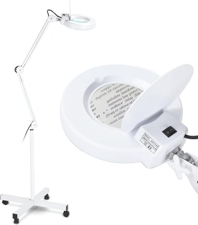 Vloerlamp met Vergrootglas en Wielen voor Schoonheidsspecialisten - Verstelbare Arm - Verlichte Vergrootspiegel - Handig voor Schoonheidsbehandelingen