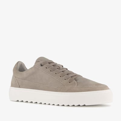 Van Beers leren heren sneakers grijs - Maat 40 - Uitneembare zool