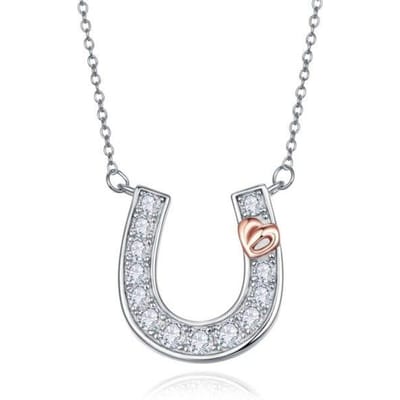 Nieuwe Hoefijzervormige Witgoud Versierde Hartvormige Knoop 925 Sterling Zilver Dames Ketting Sieraden white