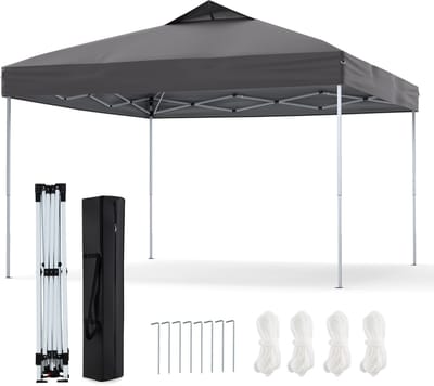 COSTWAY Paviljoen, 3 x 3 m, vouwpaviljoen, waterdicht, stabiel, uv-bescherming 50+, partytent, vouwtent, incl. 8 grondnagels en 4 scheerlijnen en 1 draagtas, tuinpaviljoen voor terras, tuin