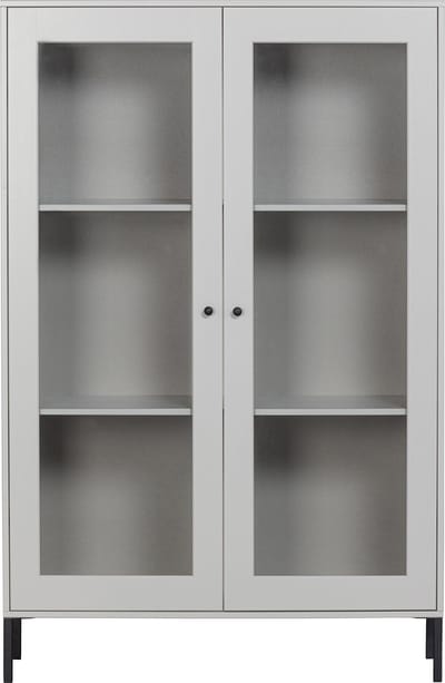 WOOOD Xam Vitrinekast - Grenen - Wolkengrijs - 155x100x40