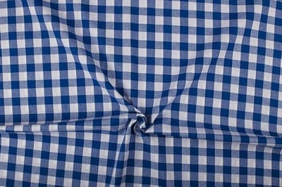 Boerenbont stof - 18mm geruite stof - Blauw - 40 meter