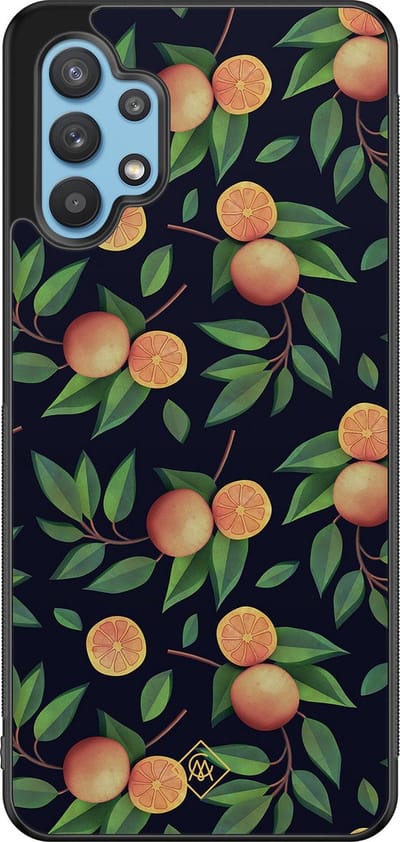 Casimoda® hoesje - Geschikt voor Samsung Galaxy A32 5G - Fruit / Sinaasappel - Zwart TPU Backcover - Geen opdruk - Multi
