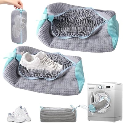 Set van 2 Herbruikbare Schoenwaszakken voor de Wasmachine - Ideaal voor Sneakers, Sportschoenen en Leren Schoenen met Rits