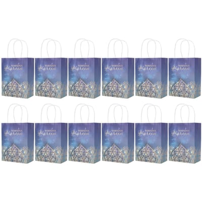 12 stuks Ramadan Cadeauzakje met Touwgreep Papieren Verpakking Decoraties Tote KnutselbenodigdhedenBlauw gray