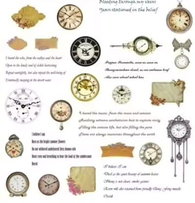 Nostalgische stickers - Klokken stickers - Stickers van vintage klokken - Vintage plaatjes - Stickers - 60 stuks - Retro klok - Bullet Journal - Scrapbooking - CHPN