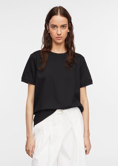 T-shirt in stoffenmix met seersucker inzet op de rug voor dames COMMA