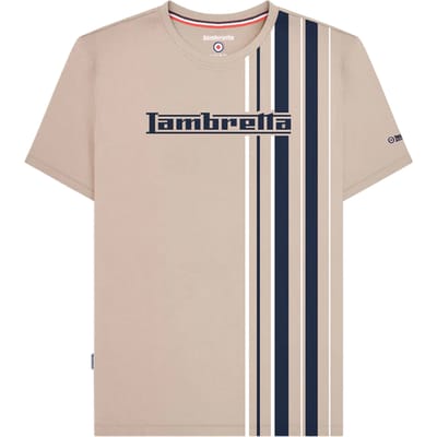 Lambretta Heren SS25 Racing Stripe T-shirt (Steen)