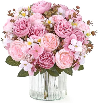 Dailygoods- Kunstbloemen 30 cm - Kunstboeket - Nepzijden Bloemen - Pioenrozen/Hortensia's - Decoratie voor Binnen - Perfect voor Bruiloft/Feest - Nepbloemen