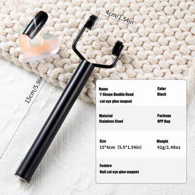 Y-vormige Sterke Stick voor Kattenoog Nagels Dubbelzijdig UV Gel Polish Nagellak Art Tool Effect Manicure Magneet Stick Manicure Gereedschap zwart