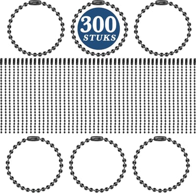 300 Stuks Bolletjes Ketting - 8cm - Sleutelringen met Sluitingen - Kogelketting met Knijpsluiting - DIY Hangers voor Sieradenmaken - Sleutelhanger Hobby - Sleutel Ringen - Keyrings - Keychain & Sleutellabels Zelf Maken - Rolgordijn Ketting - Sieraden