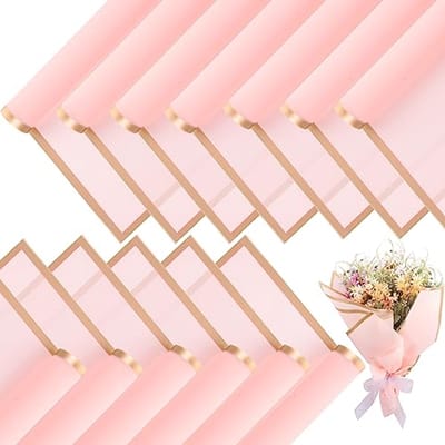 Bloem inpakpapier vellen met gouden rand voor ambachtelijke geschenken