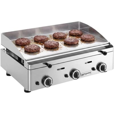 GGM Gastro Gas Bratplatte - mit Hartchrom-Beschichtung - 9,3 kW - Glatt - Bratfläche: 555x400mm