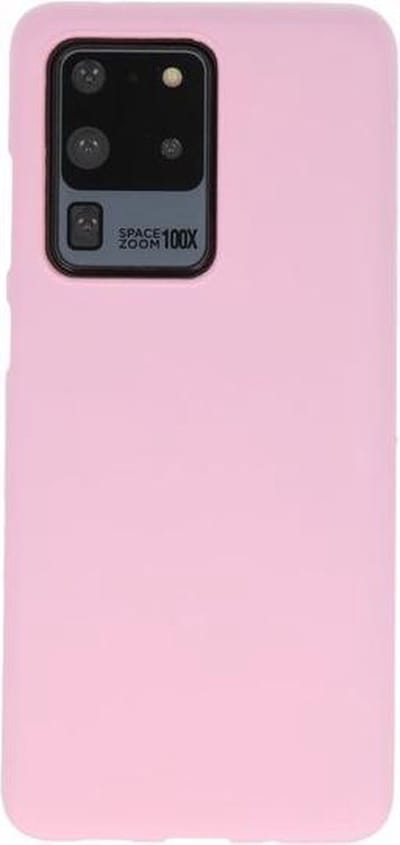 Bestcases Color Telefoonhoesje - Backcover Hoesje - Siliconen Case Back Cover Geschikt voor Samsung Galaxy S20 Ultra - Roze