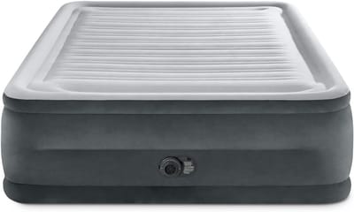 Luchtbed met Pomp - Opblaasbaar Bed - Gasten Ontvangen - Fiber-Tech Constructie - 152x203x56 cm - Grijs
