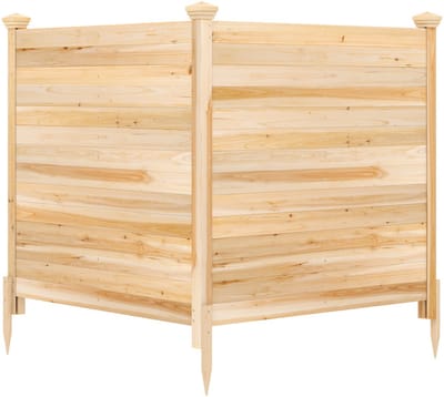 COSTWAY tuinafscheiding, 2-delig, 119 x 119 cm, dennenhout, afscheiding met 3 palen, decoratieve zichtscherm, houten afscheiding voor airconditioners en vuilnisbakken, vrijstaande steekafscheiding voor in de tuin (natuurlijk)