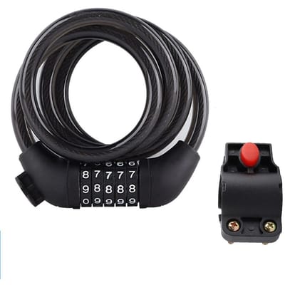Fietsslot - Kabelslot - Antidiefstalcombinatieslot - Cijferslot - 12 mm x 1,2 m - 5-cijferig combinatieslot - Zwart