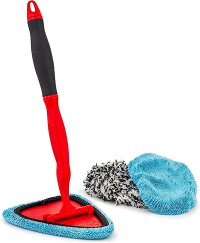Detaillerings Toverstaf - Ruitenreiniger Auto - Auto Ramen Reinigen - 2-in-1 Functionaliteit - 18 Inch Bereik - Rood