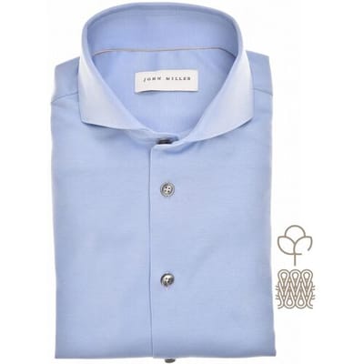 John Miller Overhemd Natural Comfort Knitted Organic Cotton Shirt Licht Blauw / male