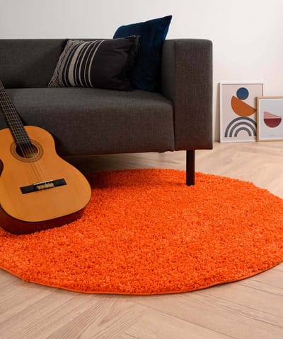 Rond hoogpolig vloerkleed - Shaggy Trend oranje 160