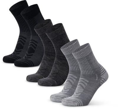 DANISH ENDURANCE Wandelsokken - Lichte Merino Wol Sokken met Blaarbescherming - Unisex - 3 Paar - Maat 43-47