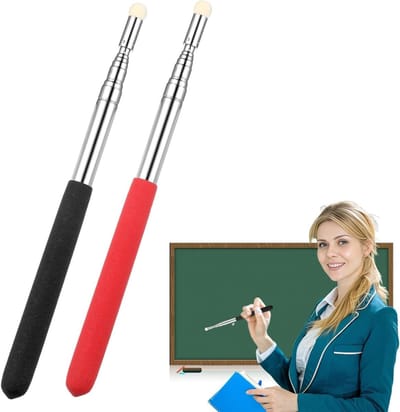Aanwijsstokken Set - Telescopische Staven - Presenteren en Lesgeven - Uittrekbaar tot 122cm - 2 Stuks - Zwart Rood